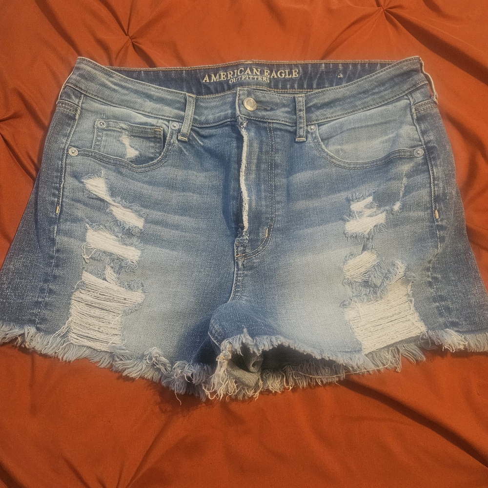 American Eagle Outfitters Light Blue Distressed Denim Shorts